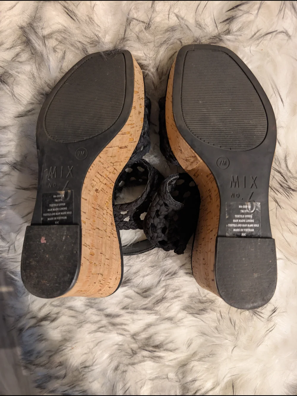Mix No. 6 Black Braided Wedge Sandals